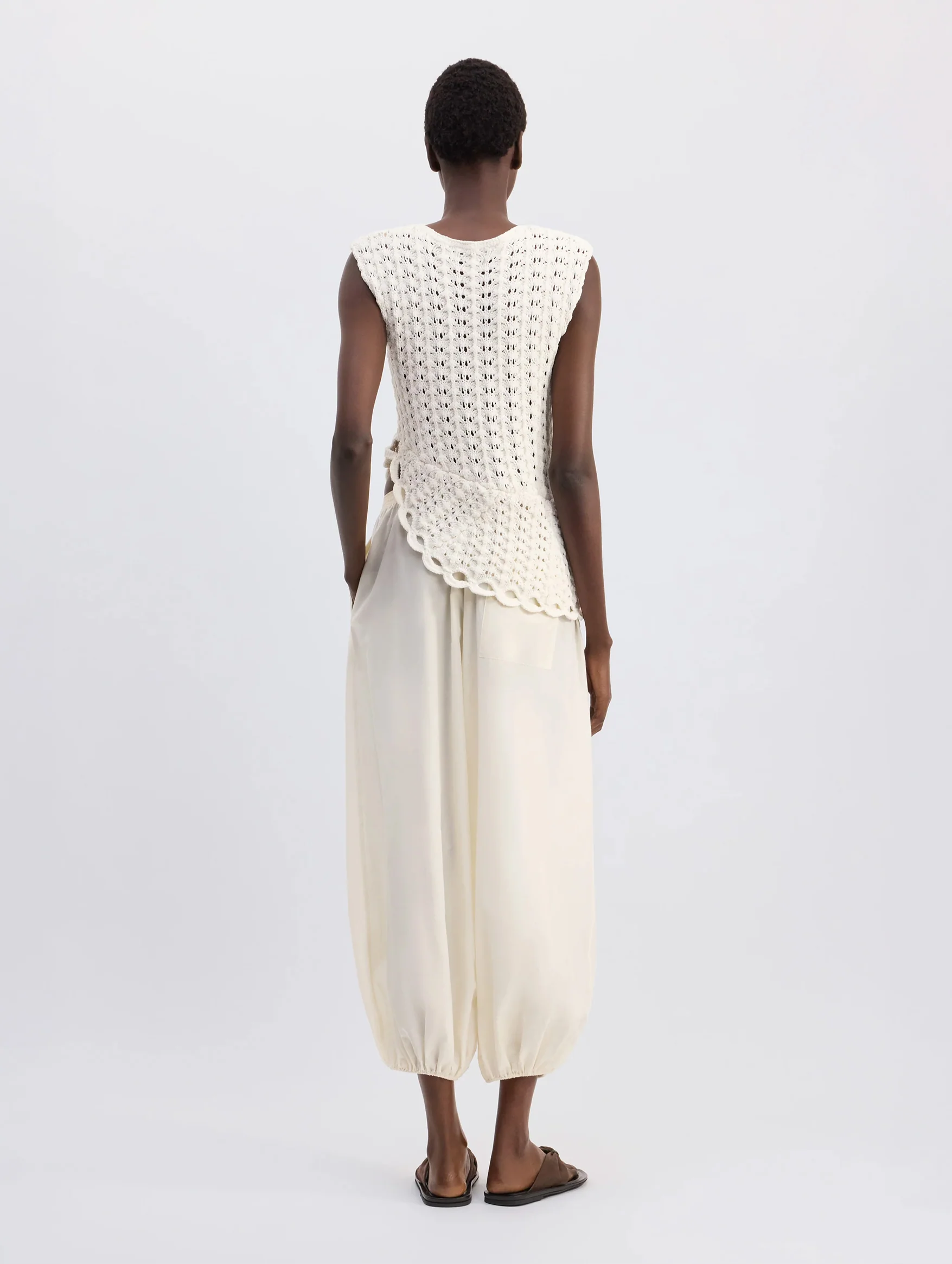 Saez Asymmetric Sleeveless Top in White - Image 5