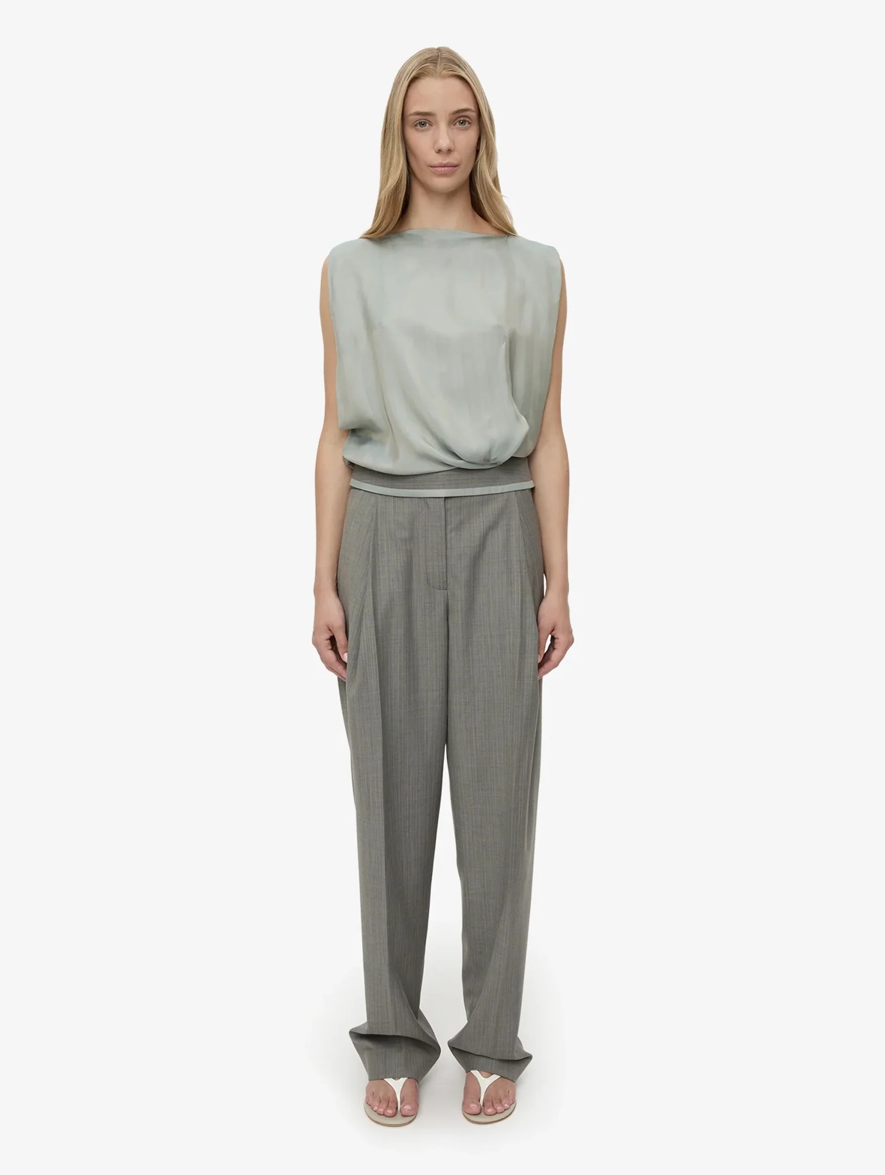 Sashed Tailored Trouser in Slate Stripe - Image 2