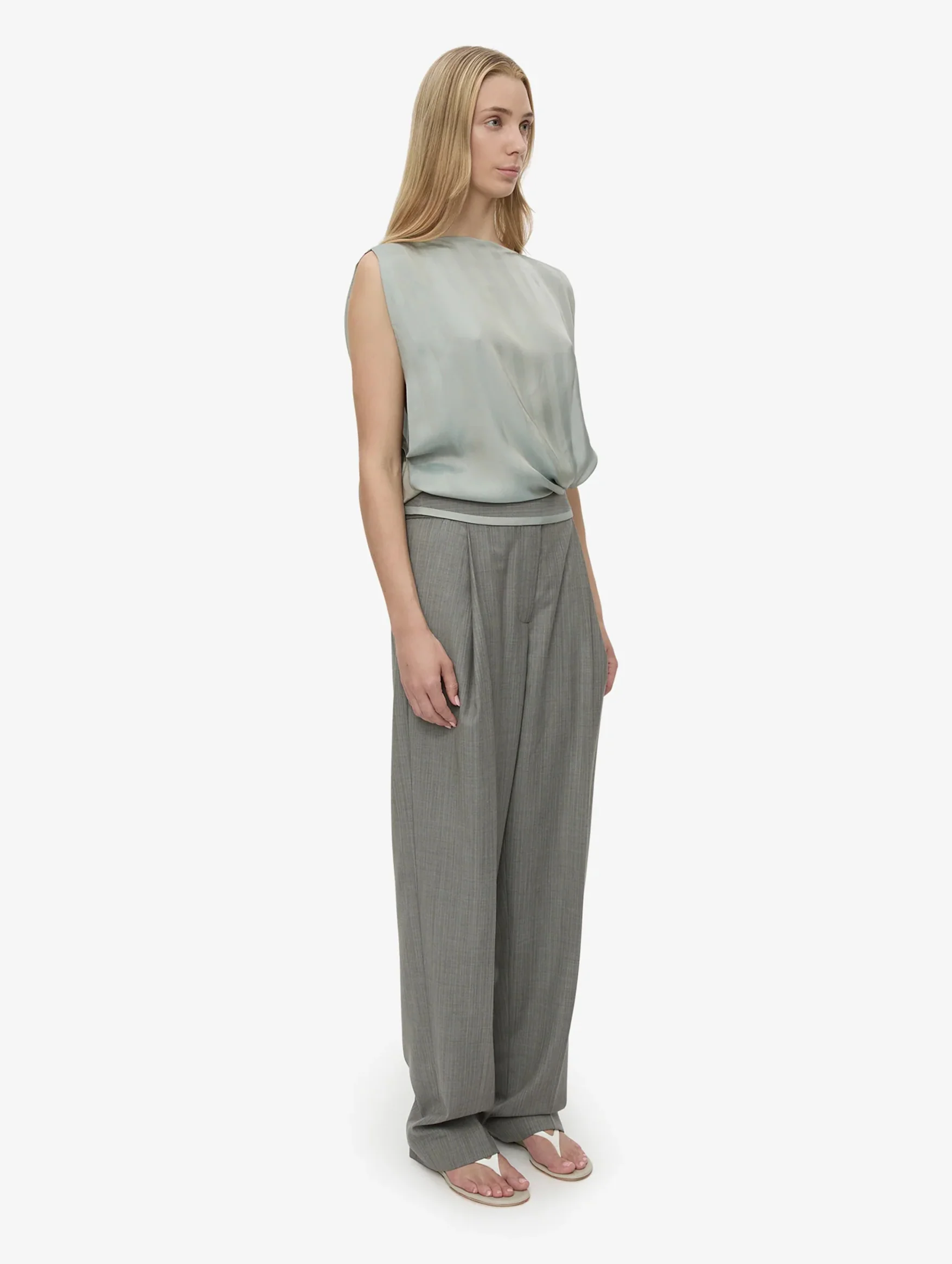 Sashed Tailored Trouser in Slate Stripe - Image 3