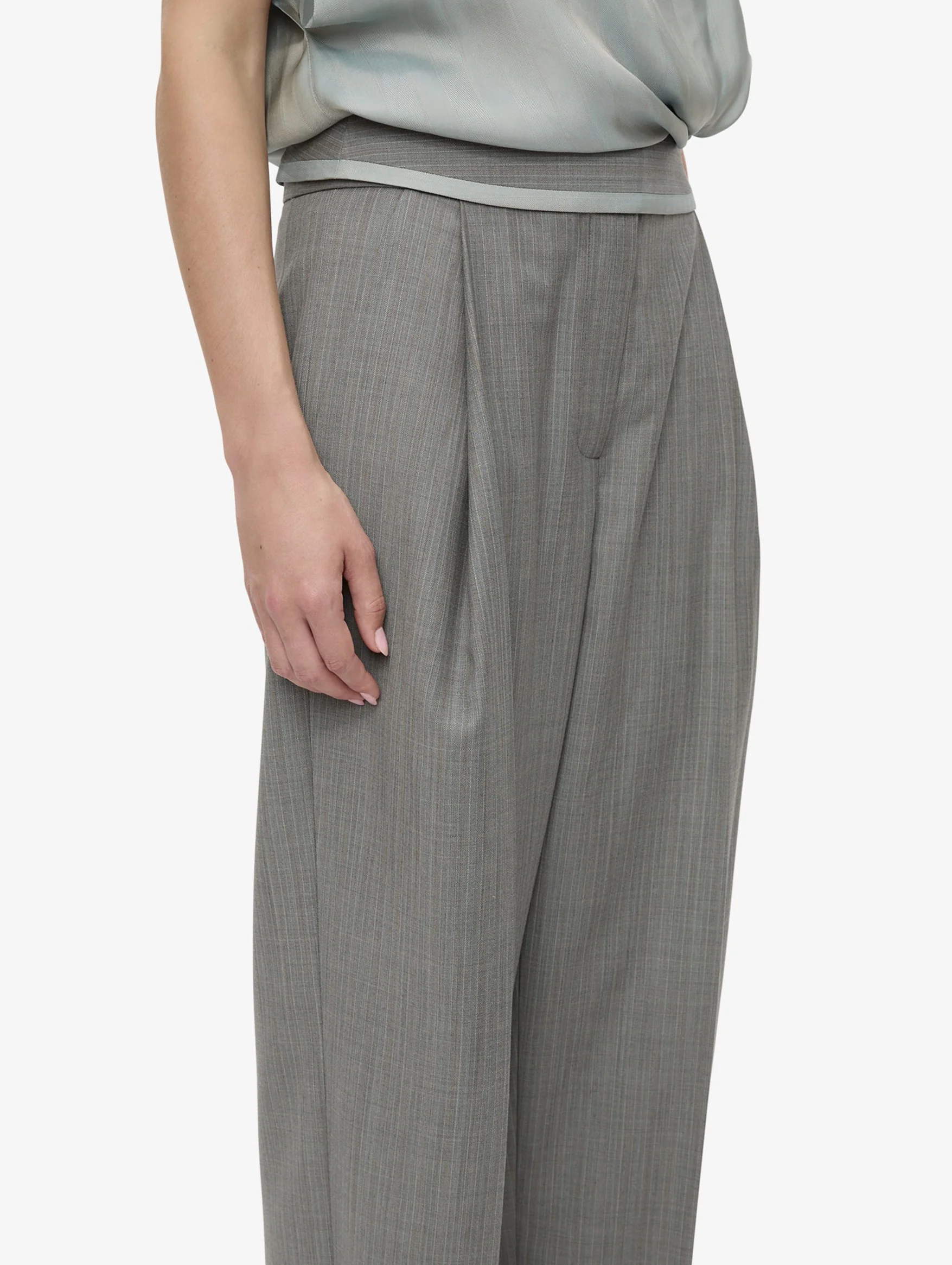 Sashed Tailored Trouser in Slate Stripe - Image 4
