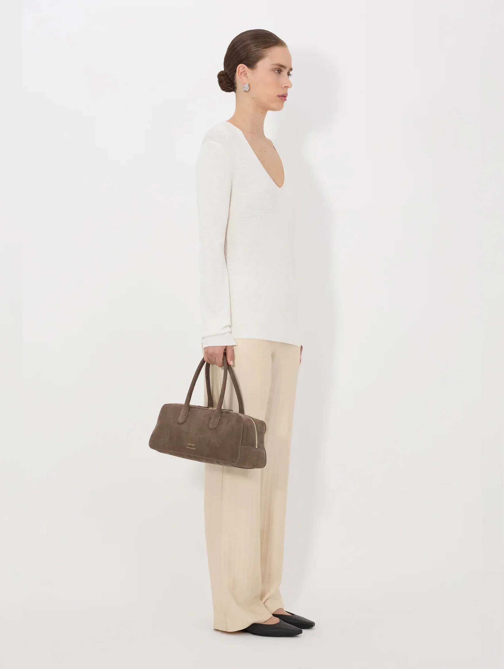 Saya V-neck Sweater in Ivory - Image 3