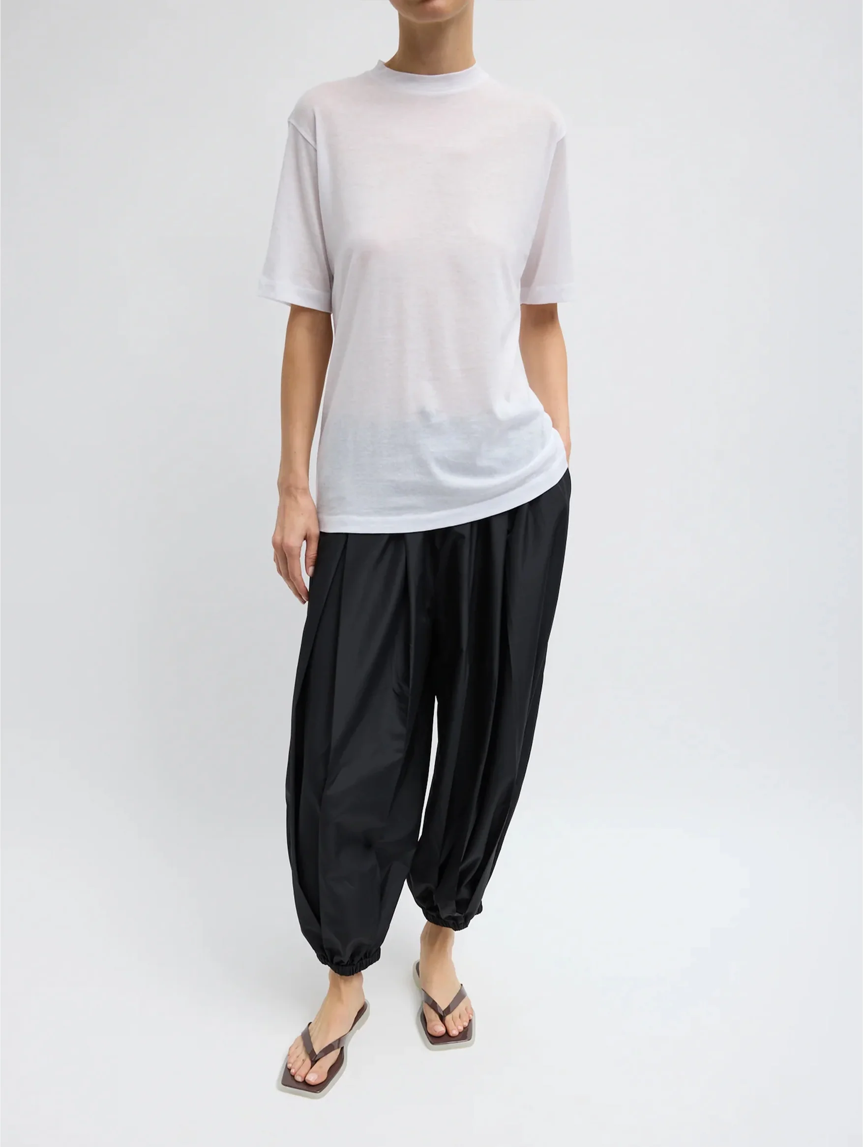Sheer Crepe Knit Unisex T in White - Image 5