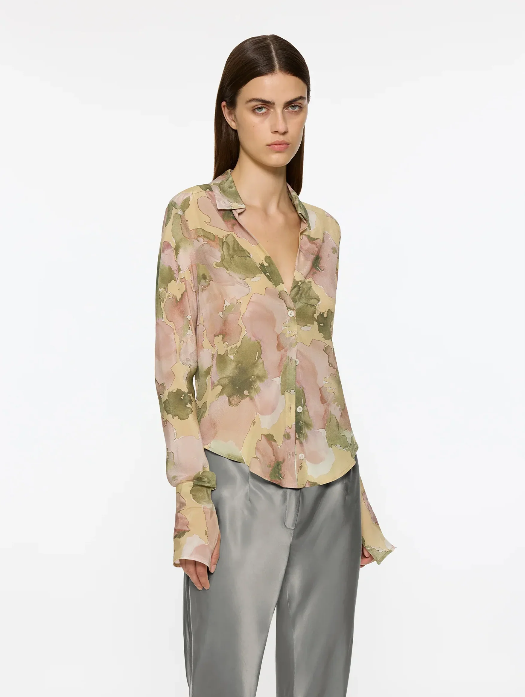 Sheer Silk Shirt in Floral Print - Image 2