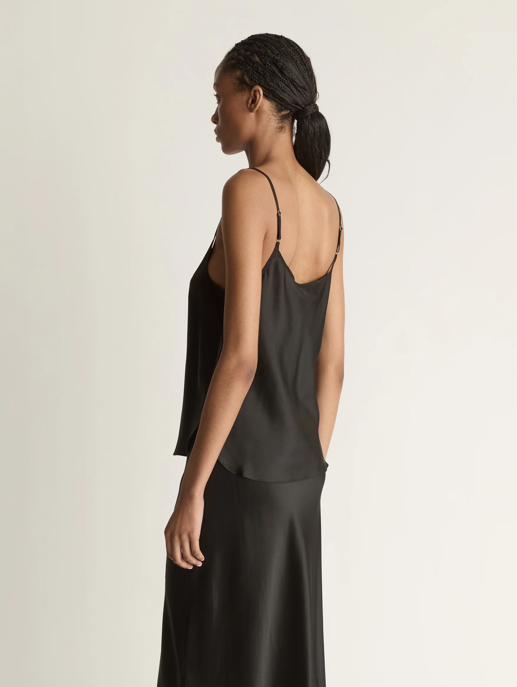 Silk Habutai Cami in Black - Image 5