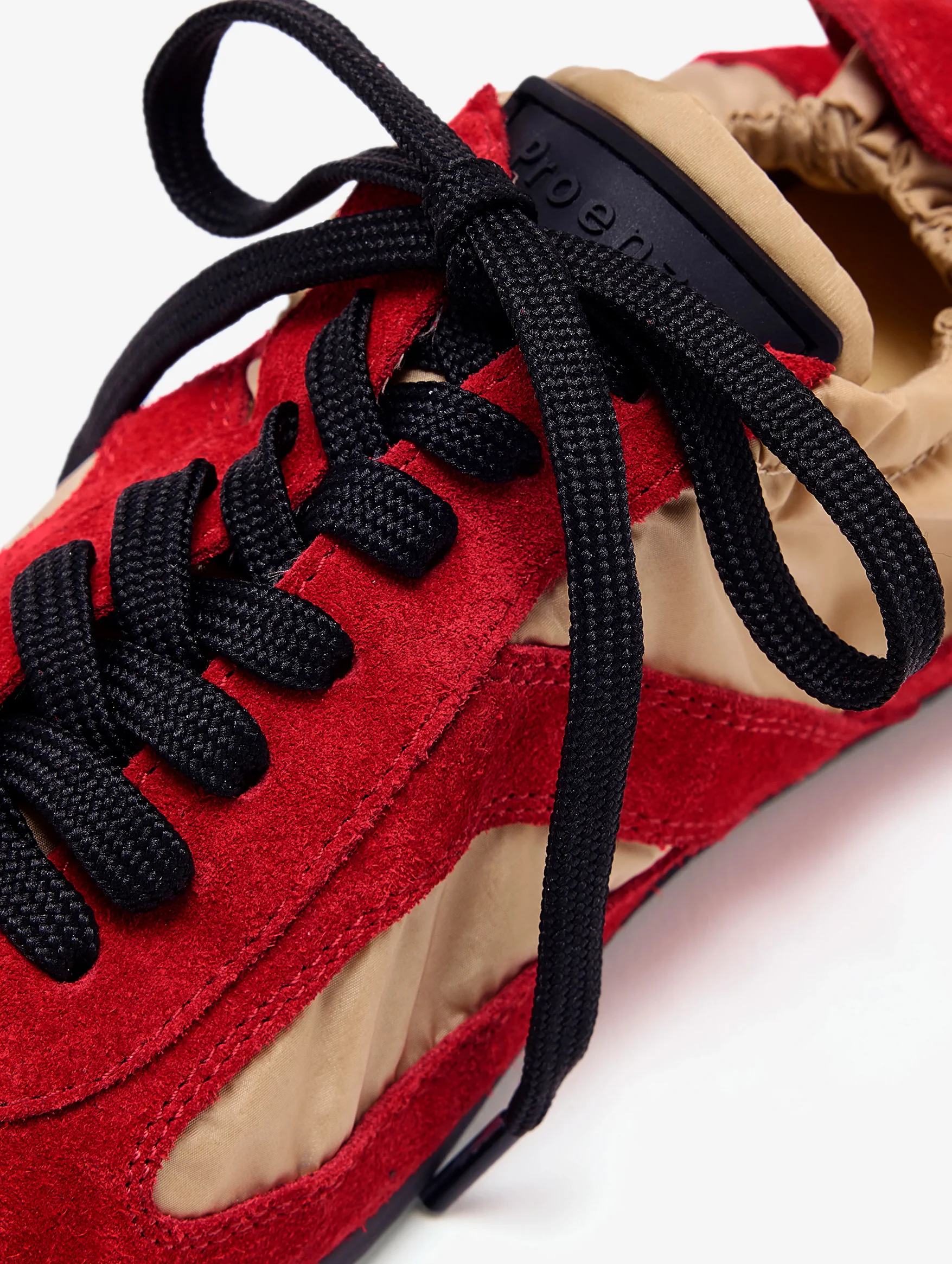 Soft Track Sneakers in Nylon Calfsuede Red - Image 3