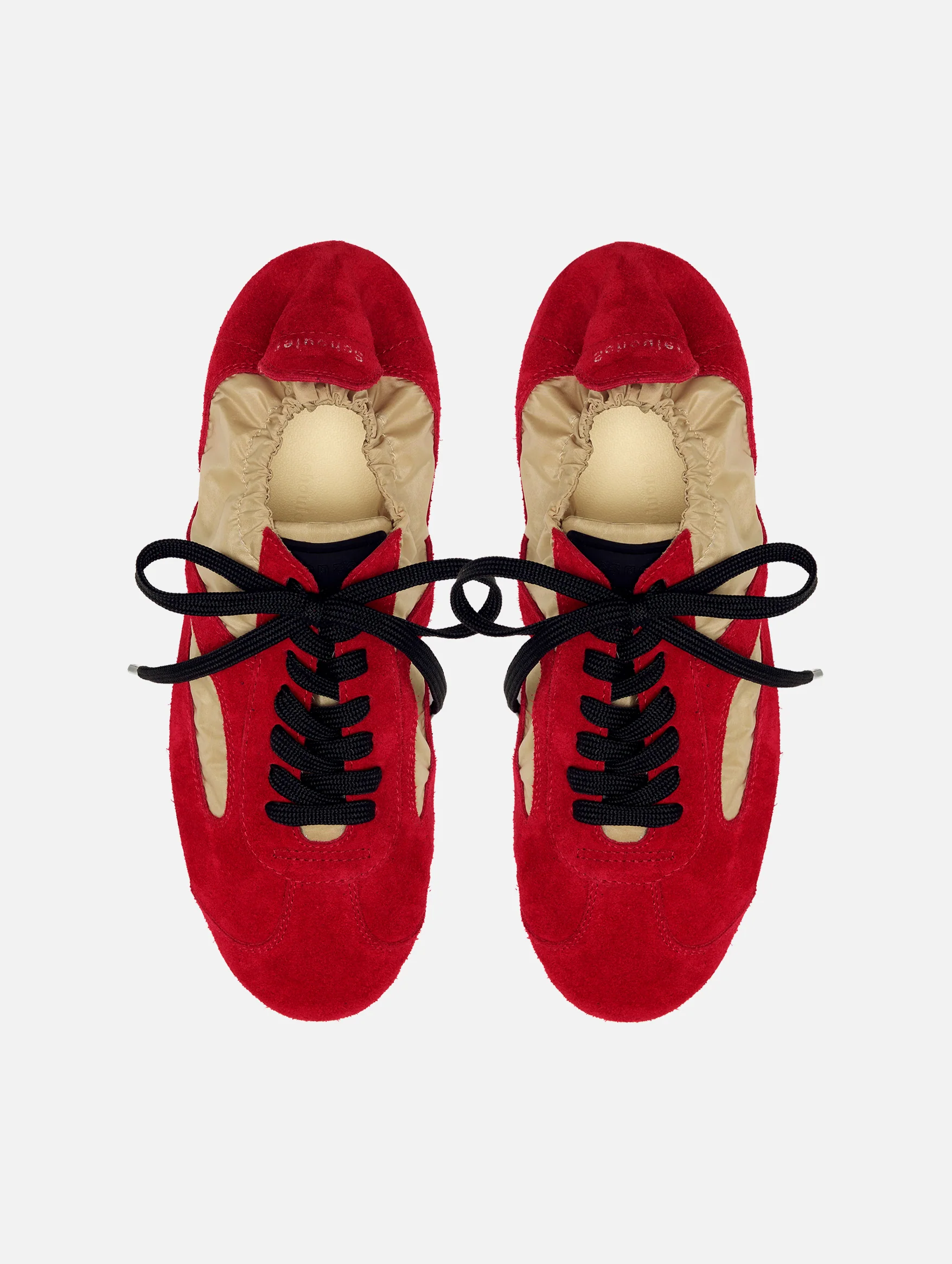 Soft Track Sneakers in Nylon Calfsuede Red - Image 4