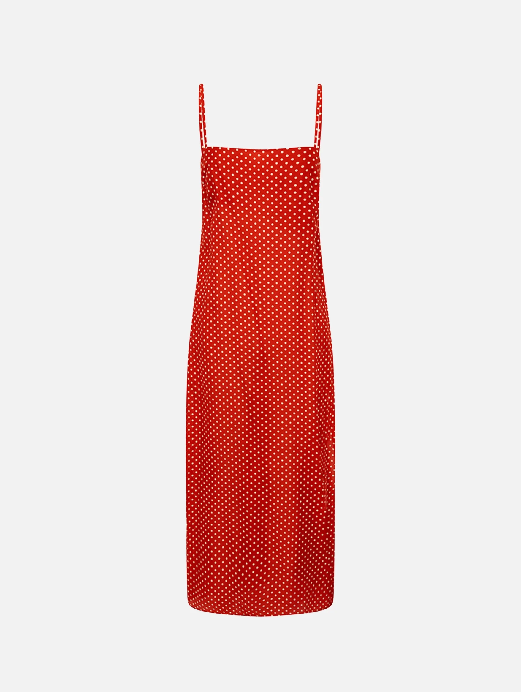 Square Shift Midi Dress in Polka Dot Tomato
