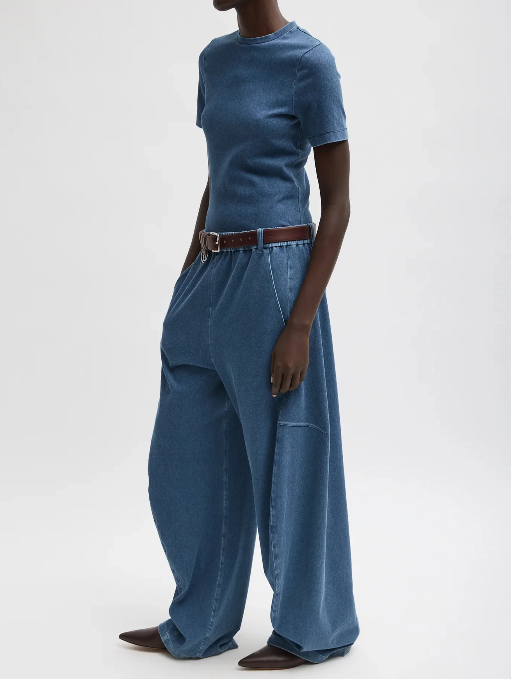 Stretch Denim Baby Tee in Classic Wash - Image 3