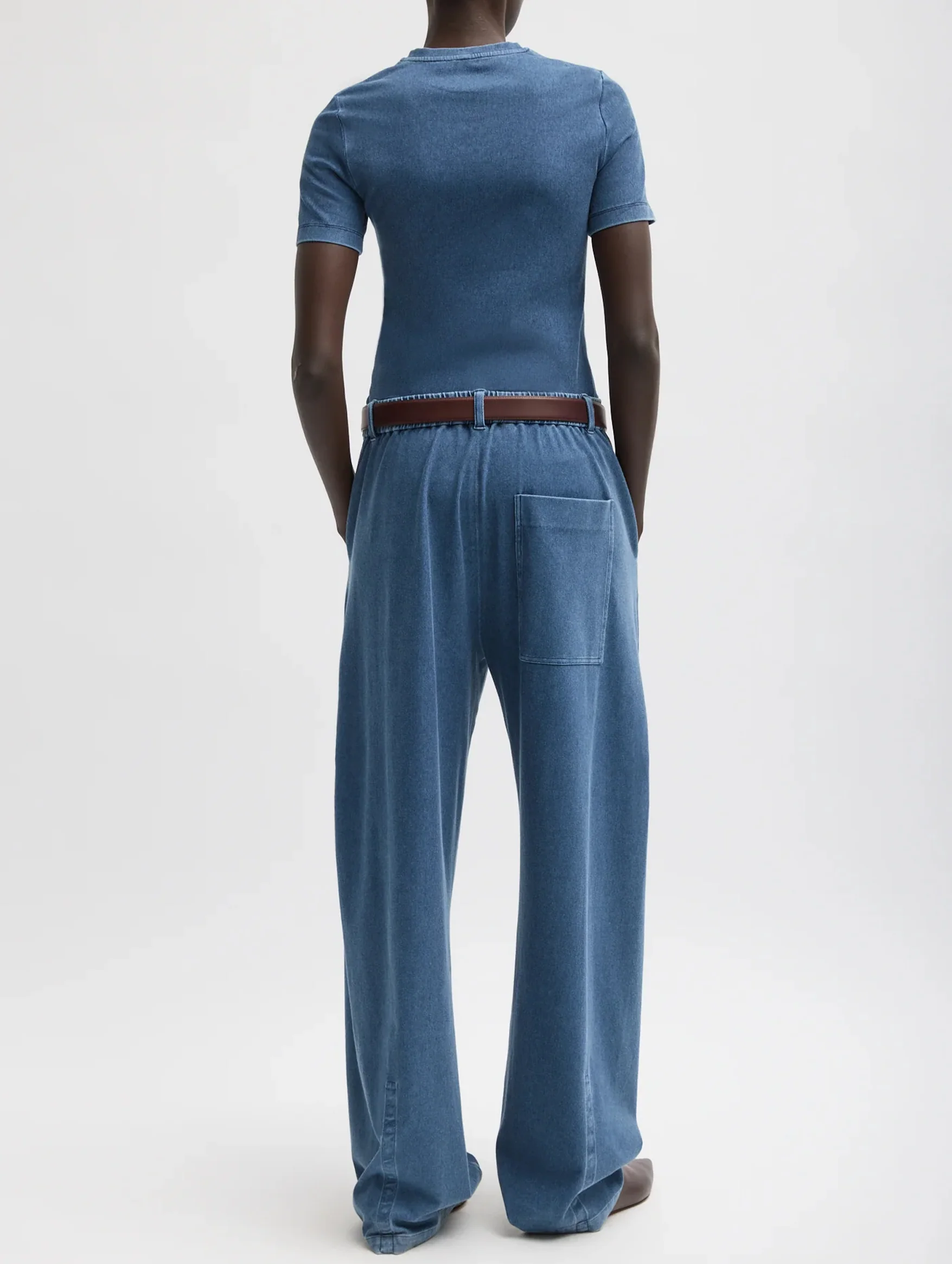 Stretch Denim Baby Tee in Classic Wash - Image 4