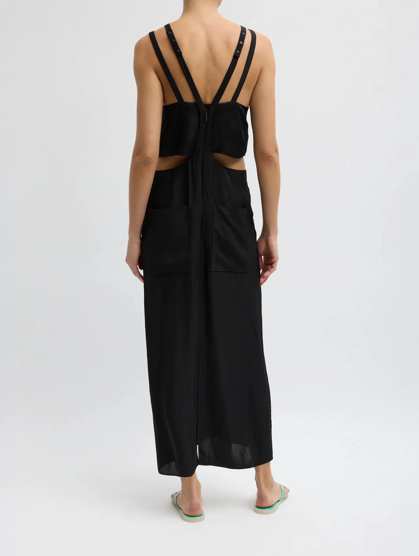 Summer Acetate Crinkle Overall Skirt in Black - Image 4