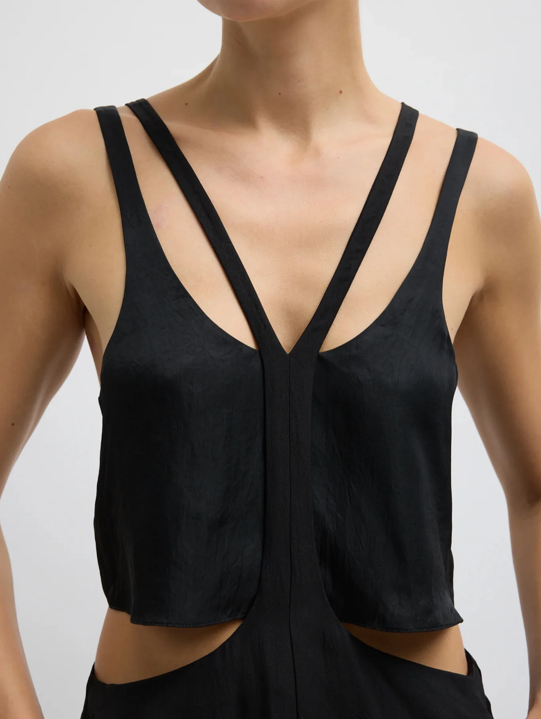 Summer Acetate Crinkle Overall Skirt in Black - Image 5