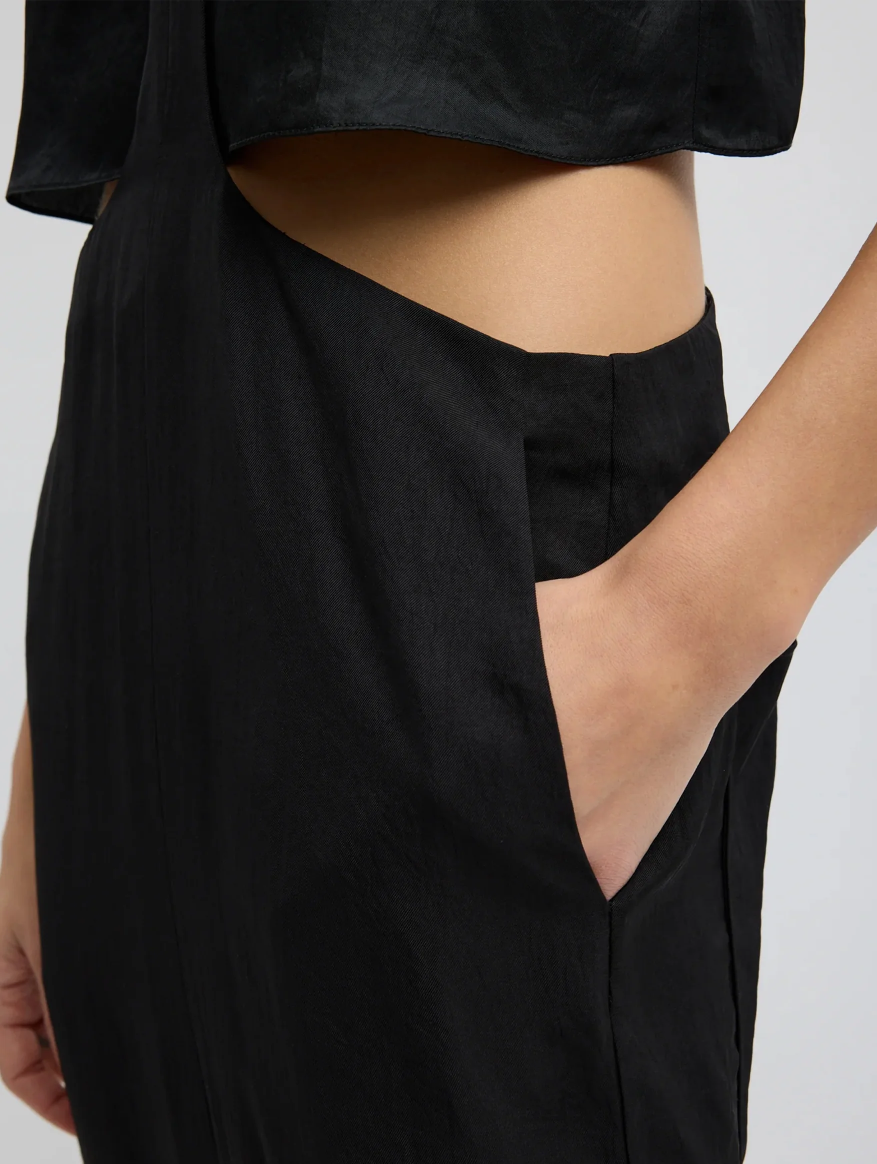 Summer Acetate Crinkle Overall Skirt in Black - Image 6