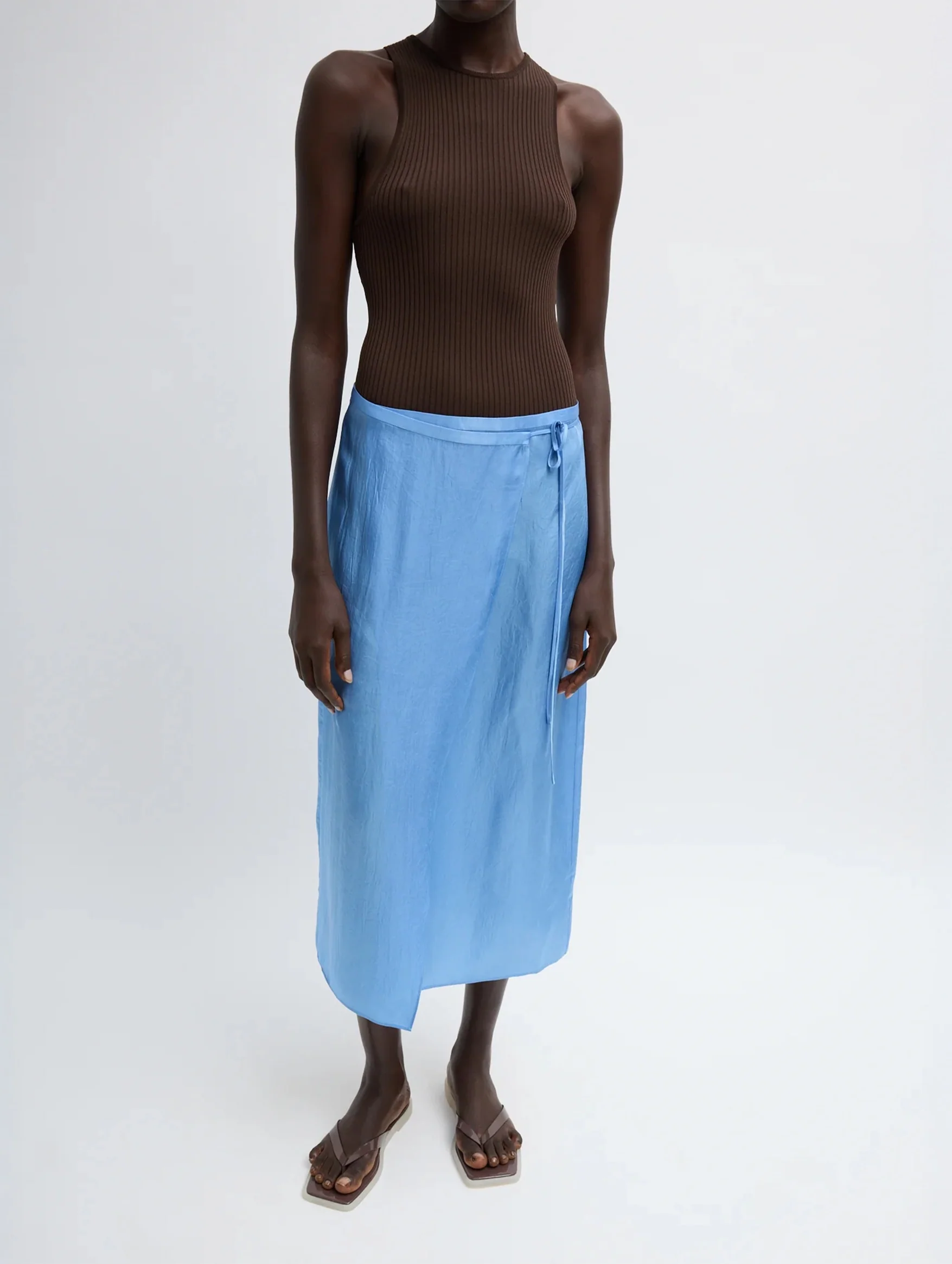 Summer Slip Wrap Skirt in Baby Blue