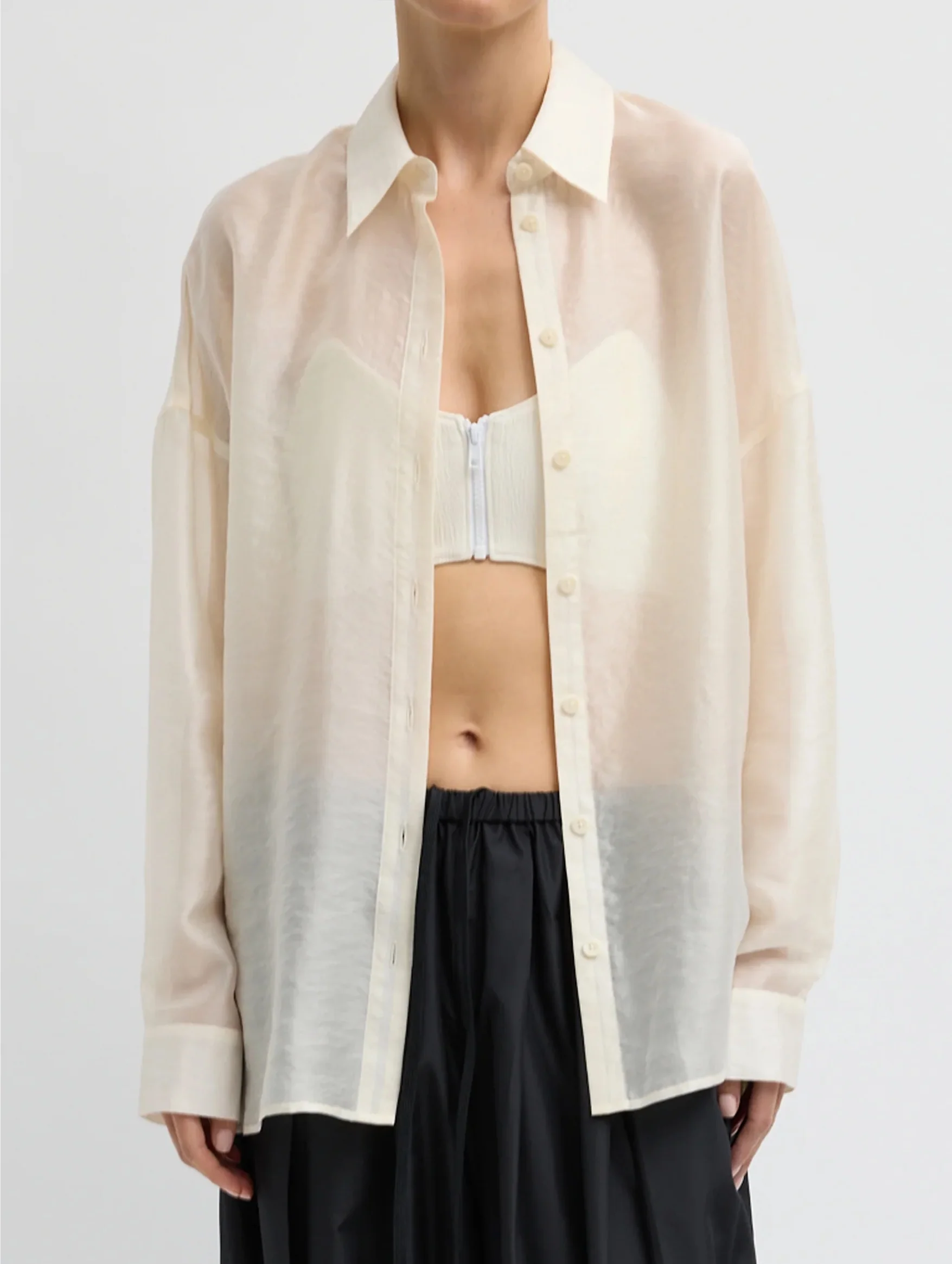 Summer Voile Oversized Shirt in Ivory