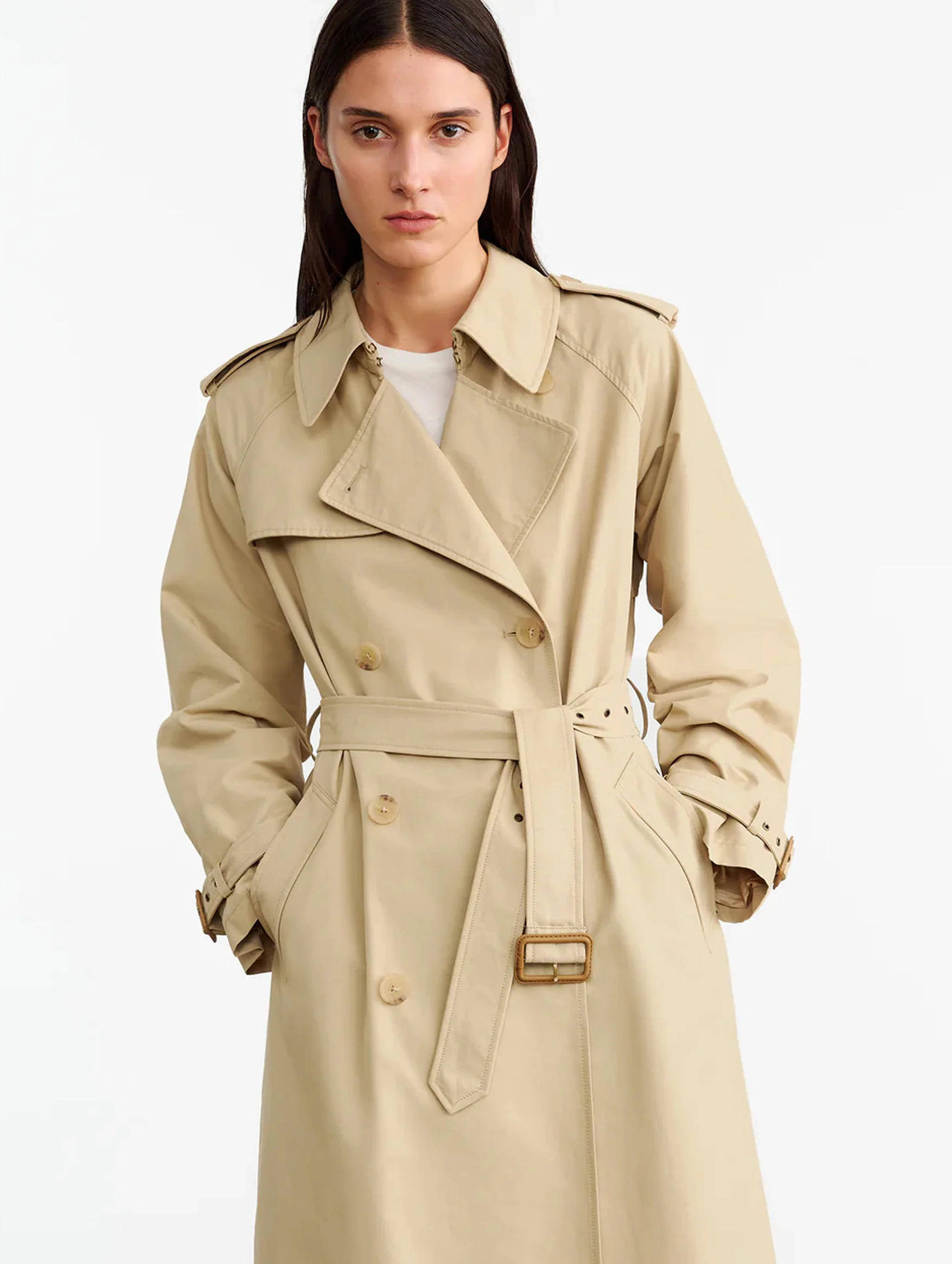 Tanner Trench Coat in Khaki - Image 6