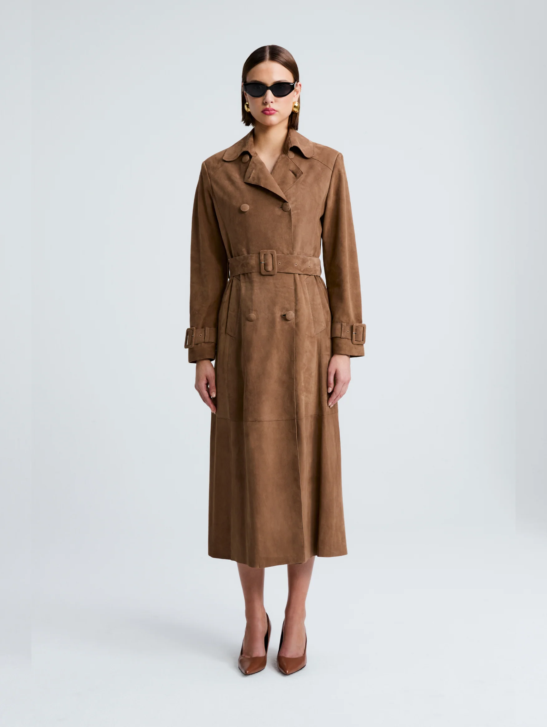 Tate Everyday Suede Trench in Tobacco - Image 5