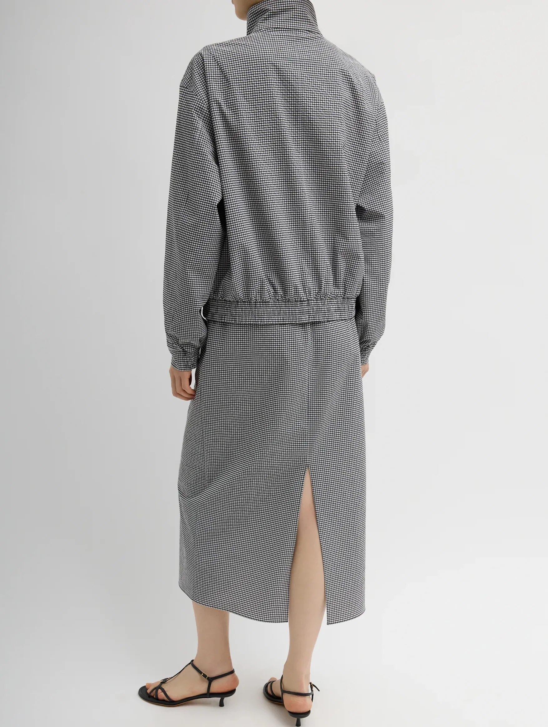 Tech Gingham Track Jacket in Black and White Gingham - Image 3