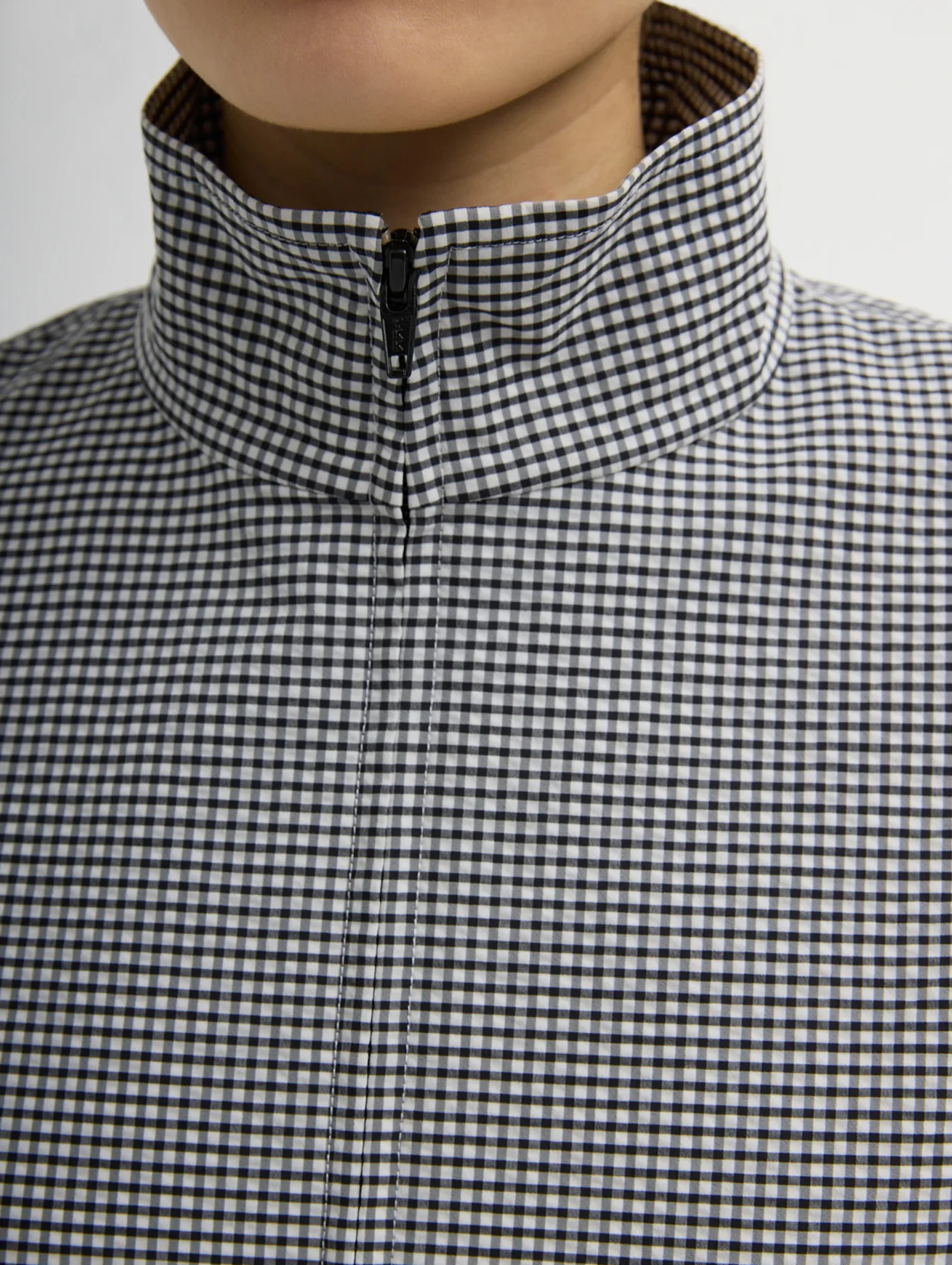 Tech Gingham Track Jacket in Black and White Gingham - Image 4
