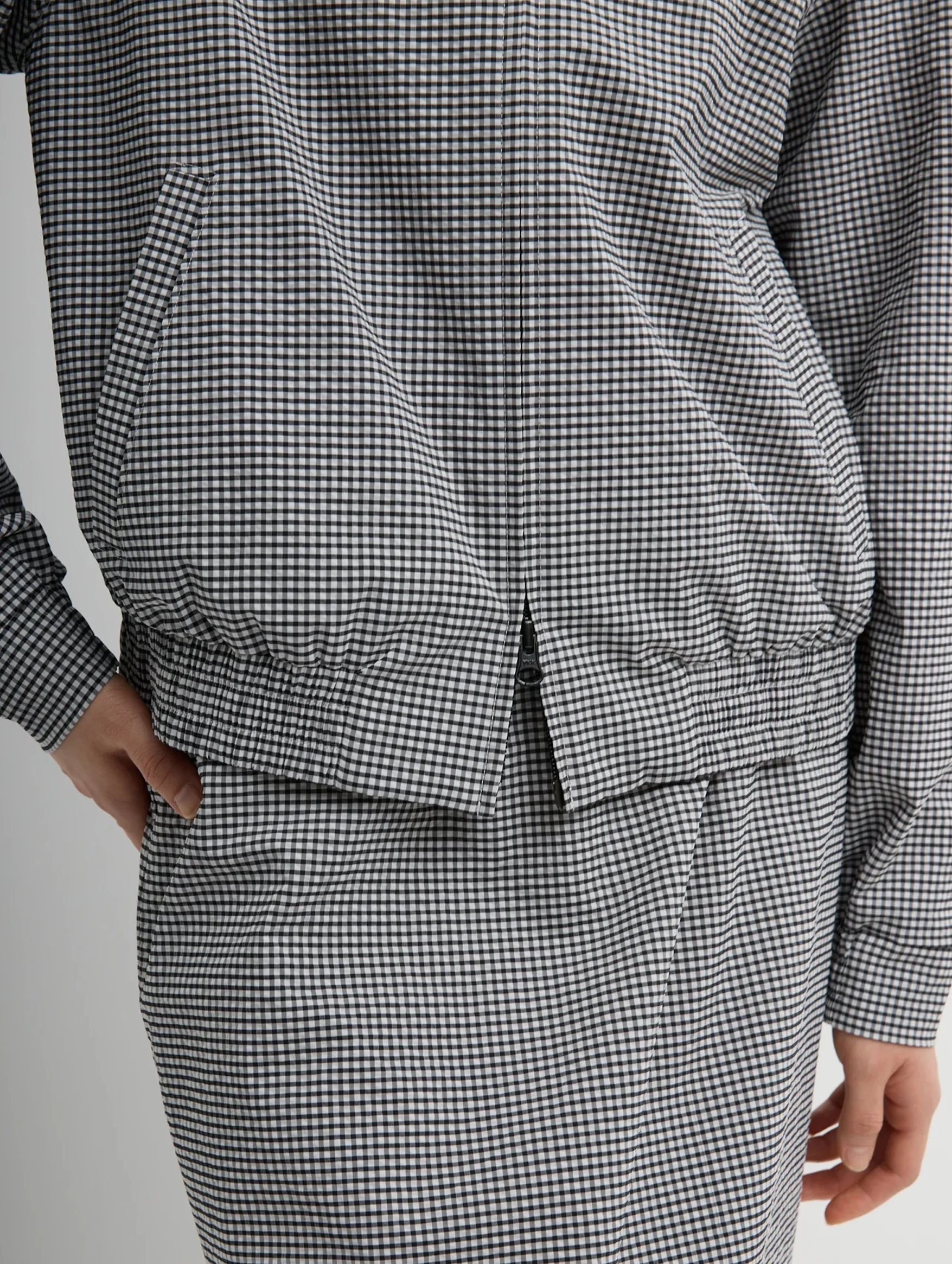 Tech Gingham Track Jacket in Black and White Gingham - Image 5