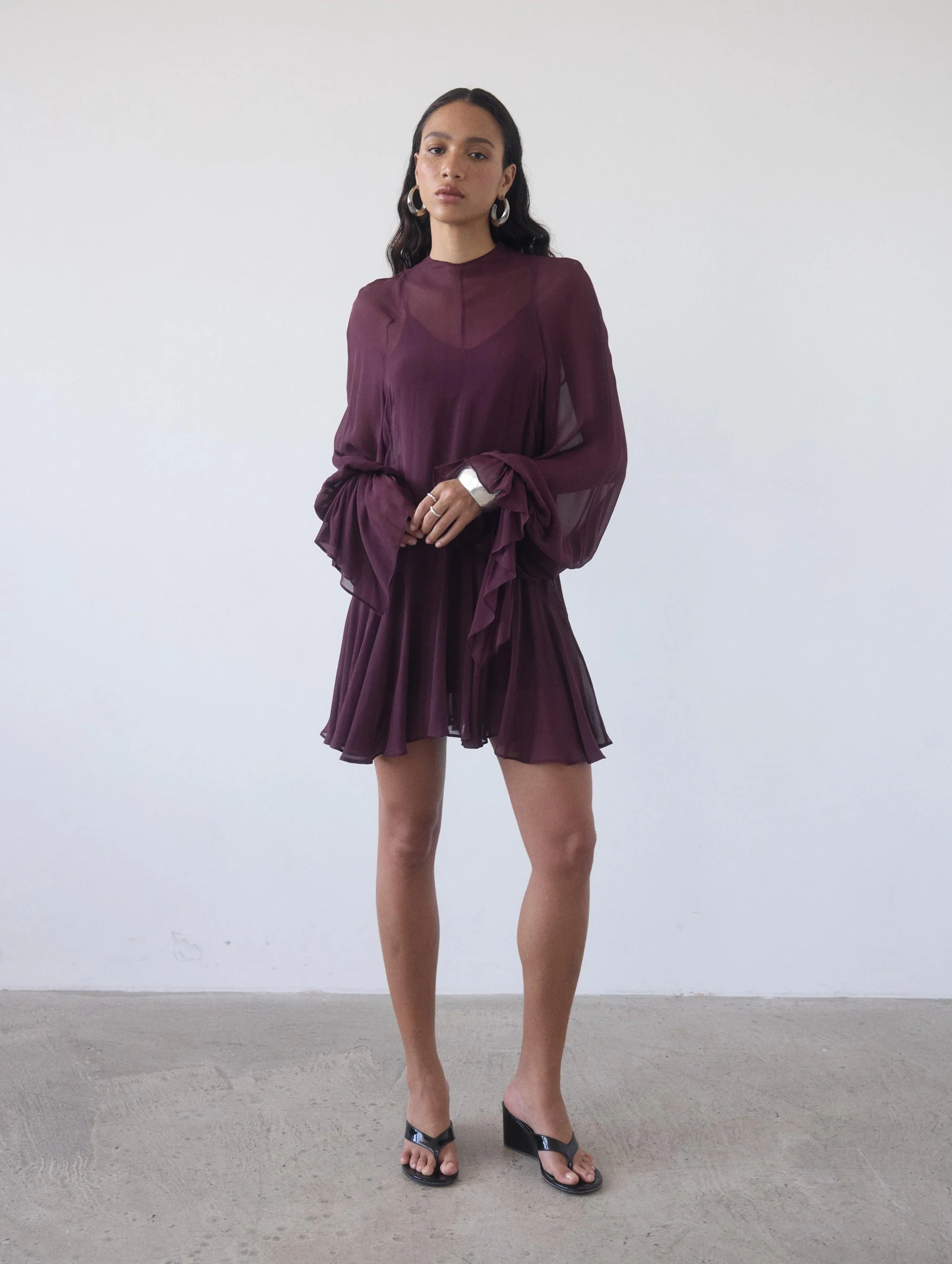 Terran Georgette Chiffon Mini Dress In Earth - Image 3