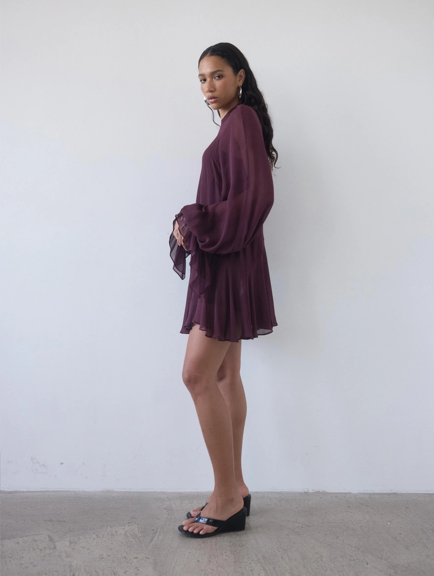 Terran Georgette Chiffon Mini Dress In Earth - Image 4