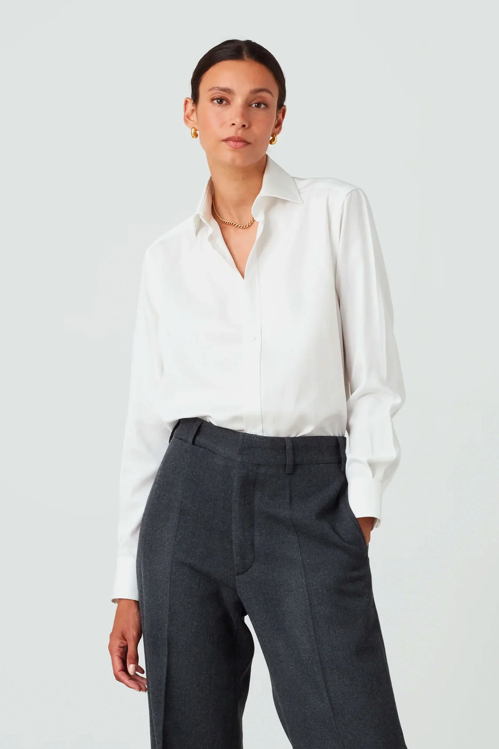 The Boyfriend Tencel Shirt in White - Image 2