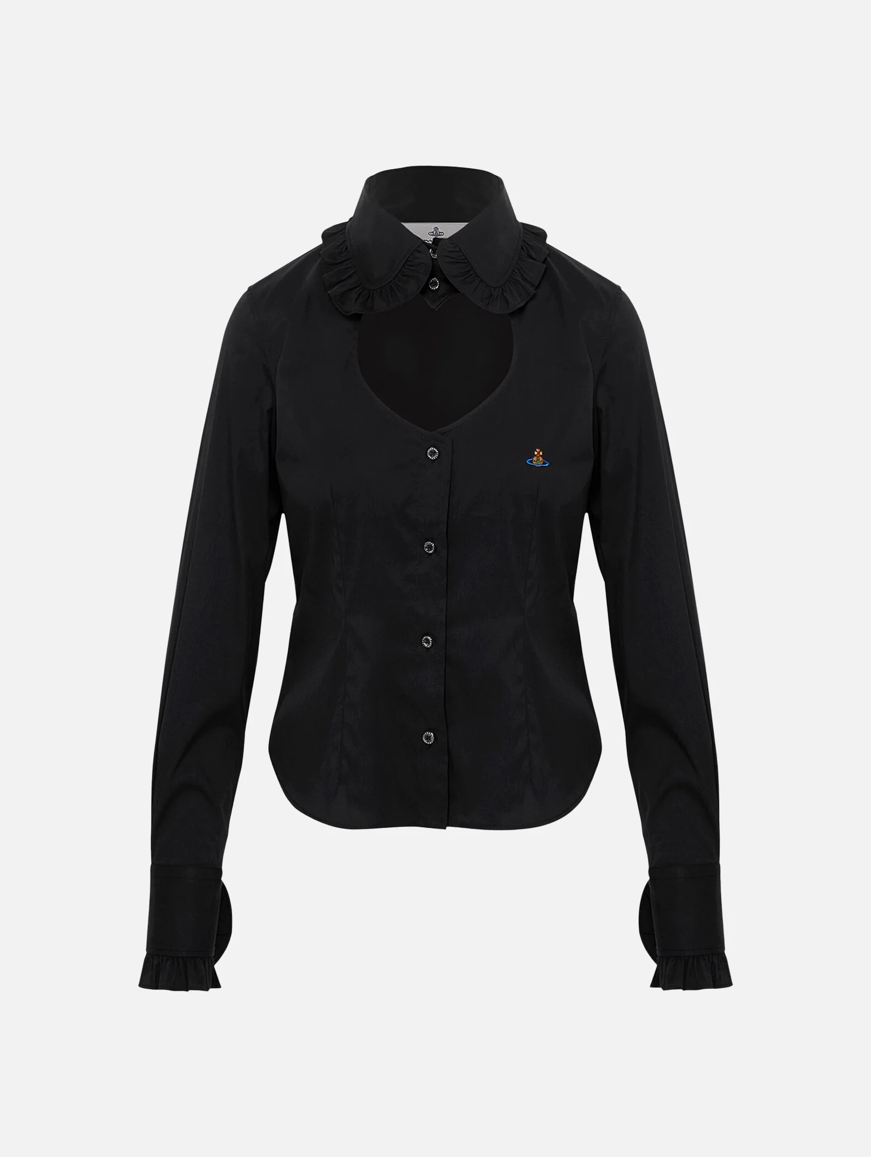 Toulouse Cotton Frill Shirt in Black