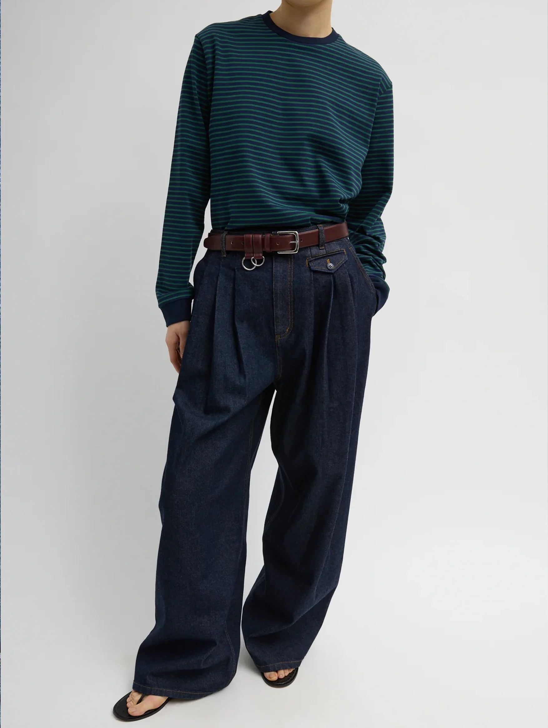 Triple Pleat Jean in Indigo