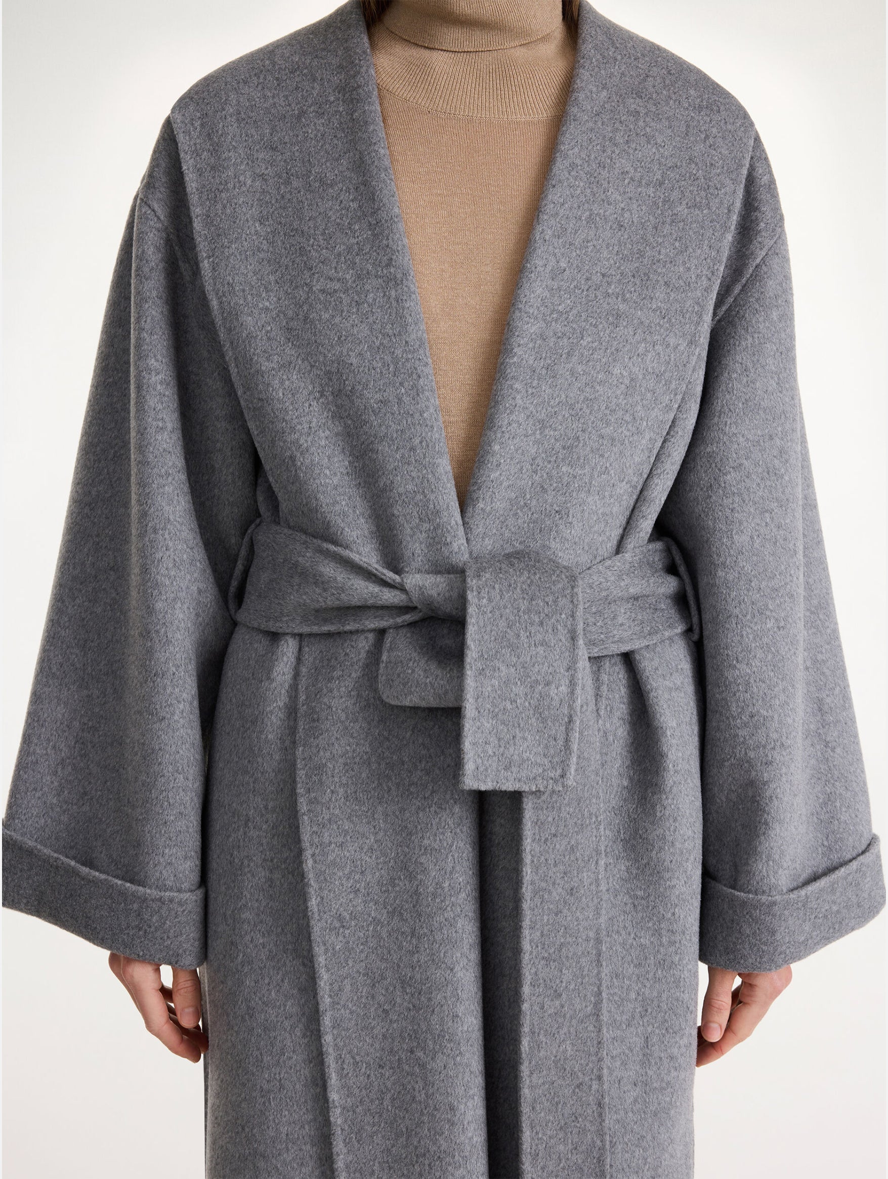 Trullem Wool Coat in Grey Melange - Image 4