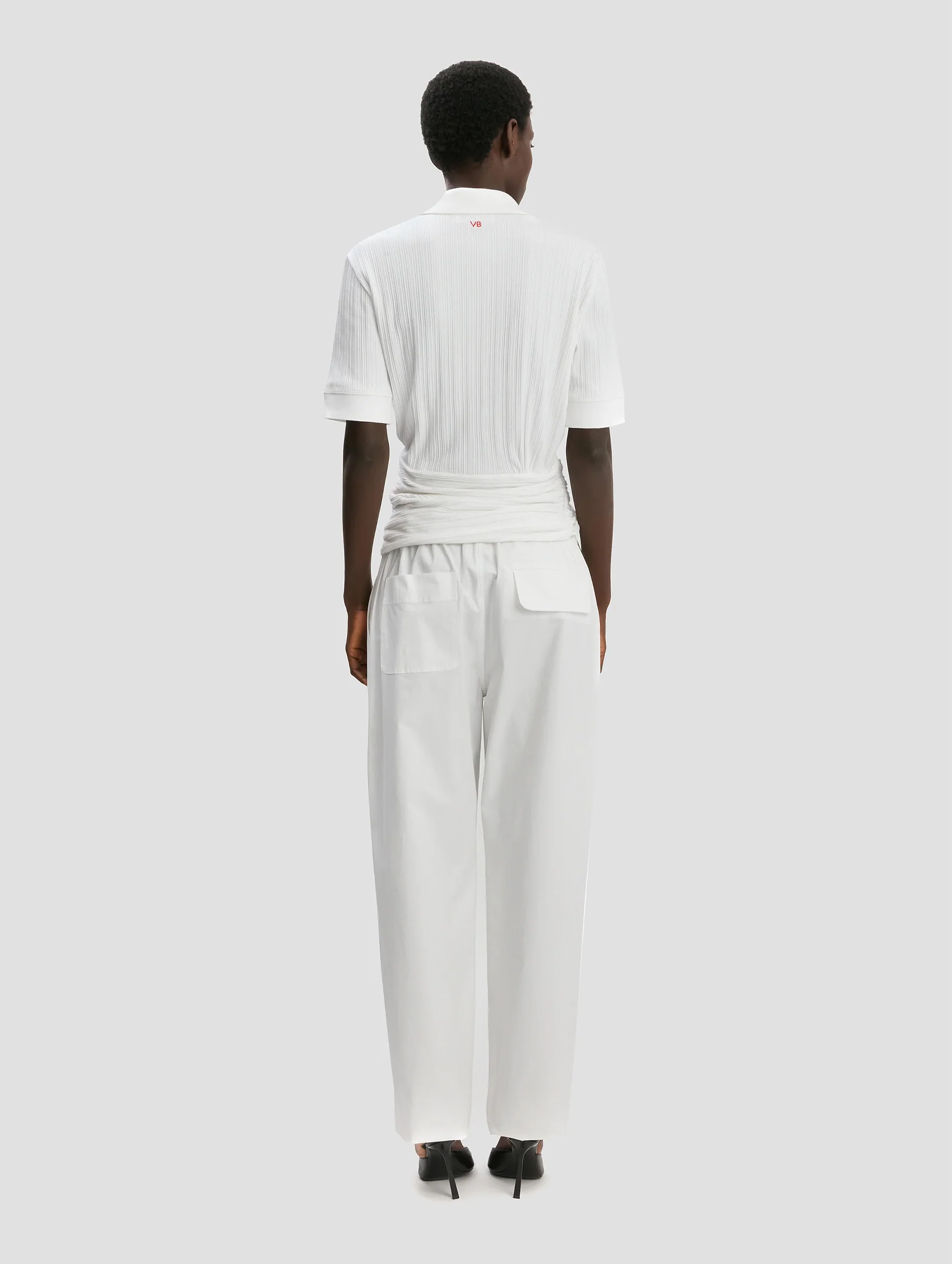 Twist Detail Polo Top in White - Image 5