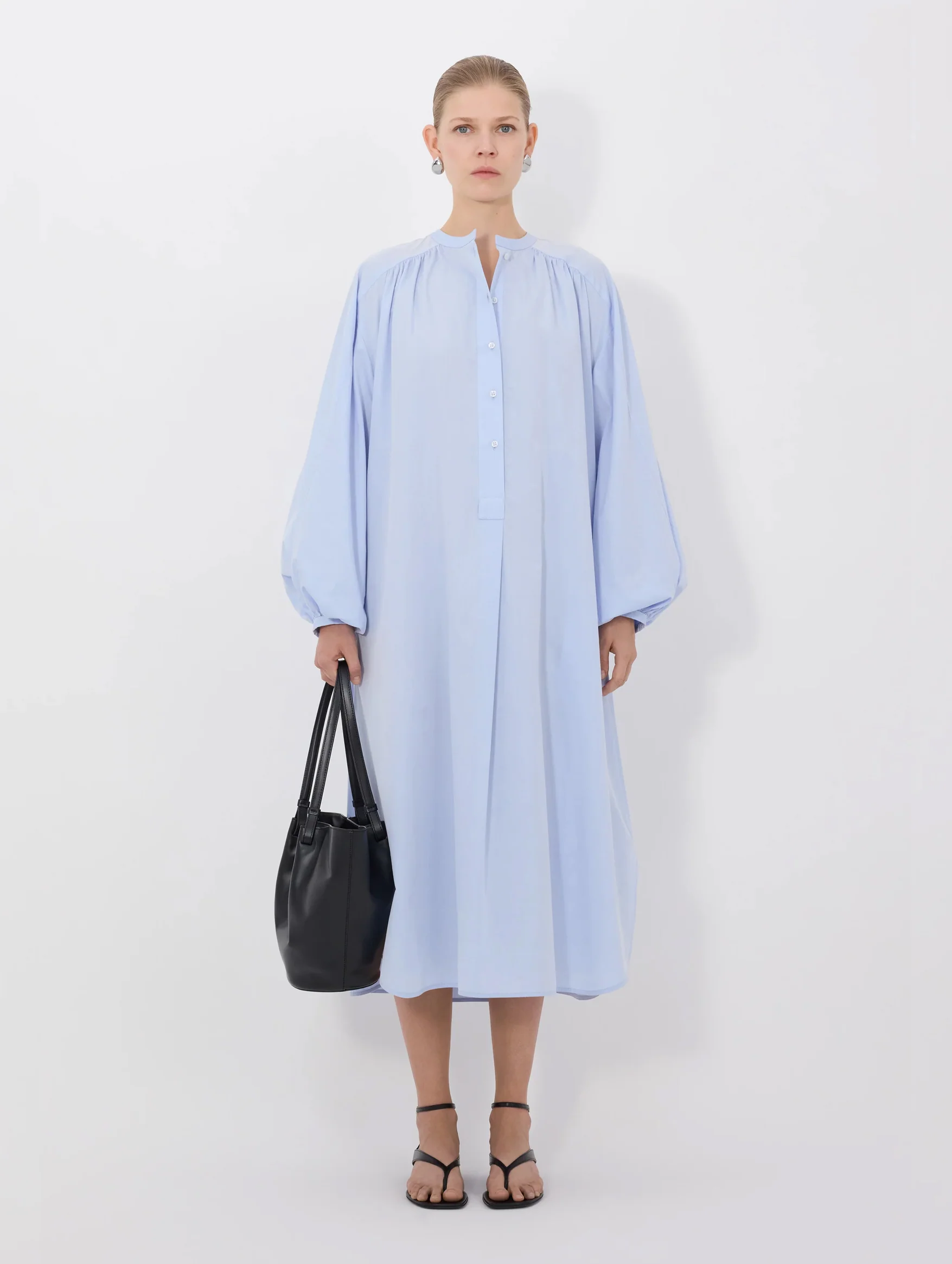Vitti Loose Fit Blouse Dress in Storm - Image 2