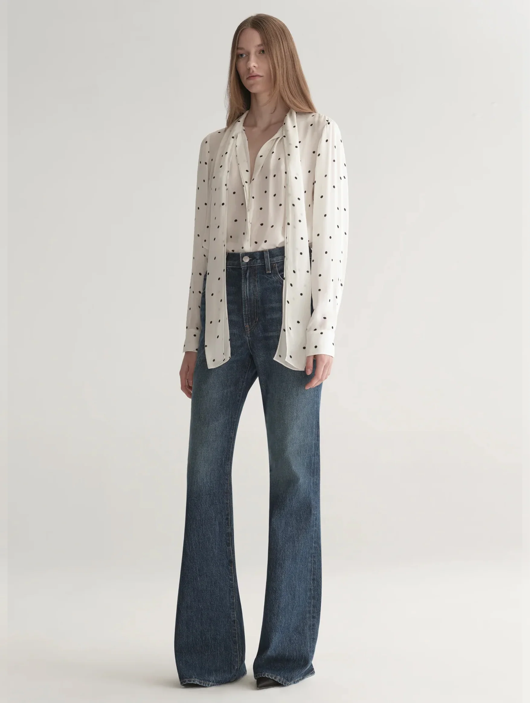 Viv Polka Dot Silk Top in Cream and Black - Image 5