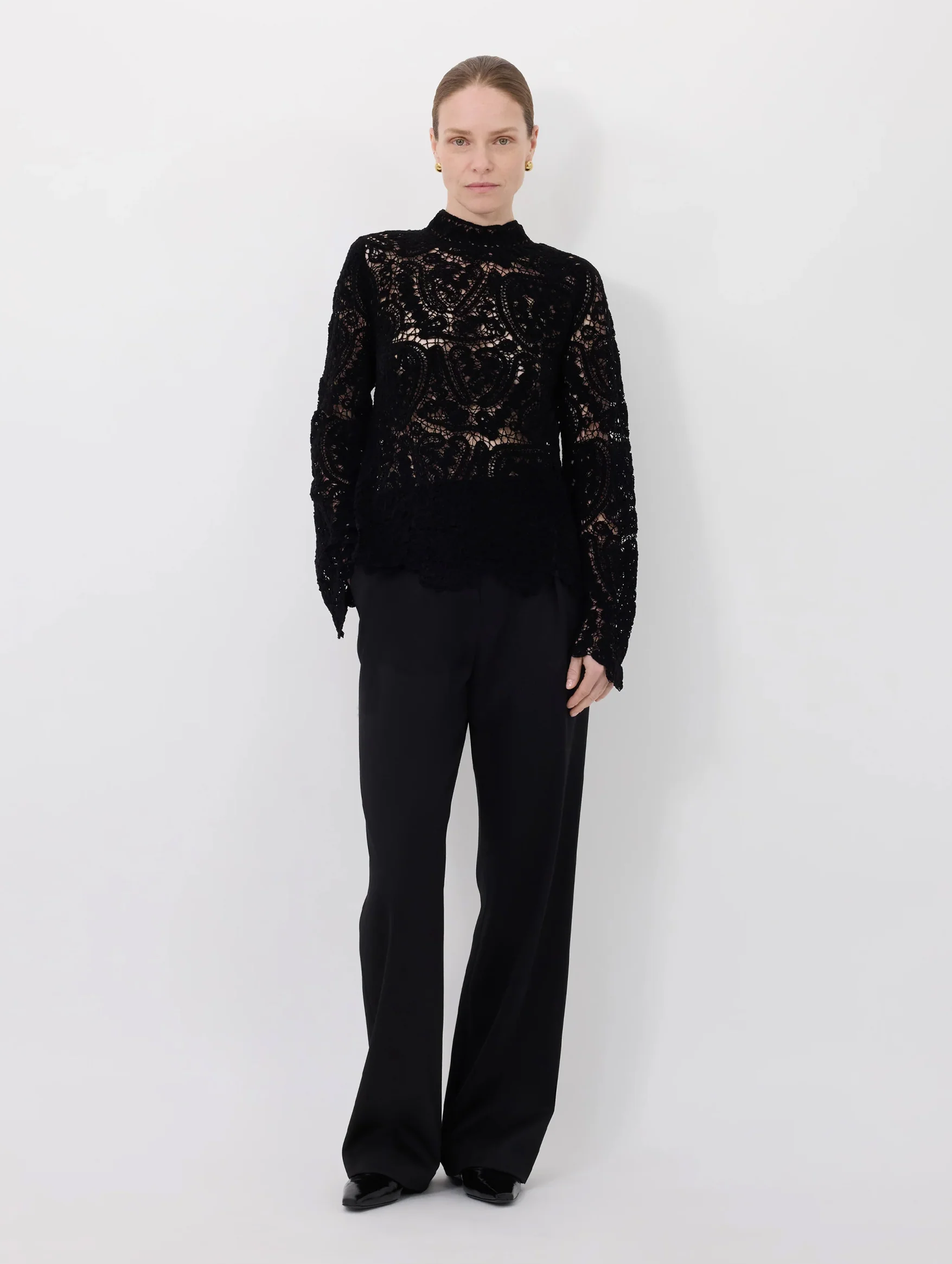 Wade Velvet Silk Knit Top in Black - Image 2