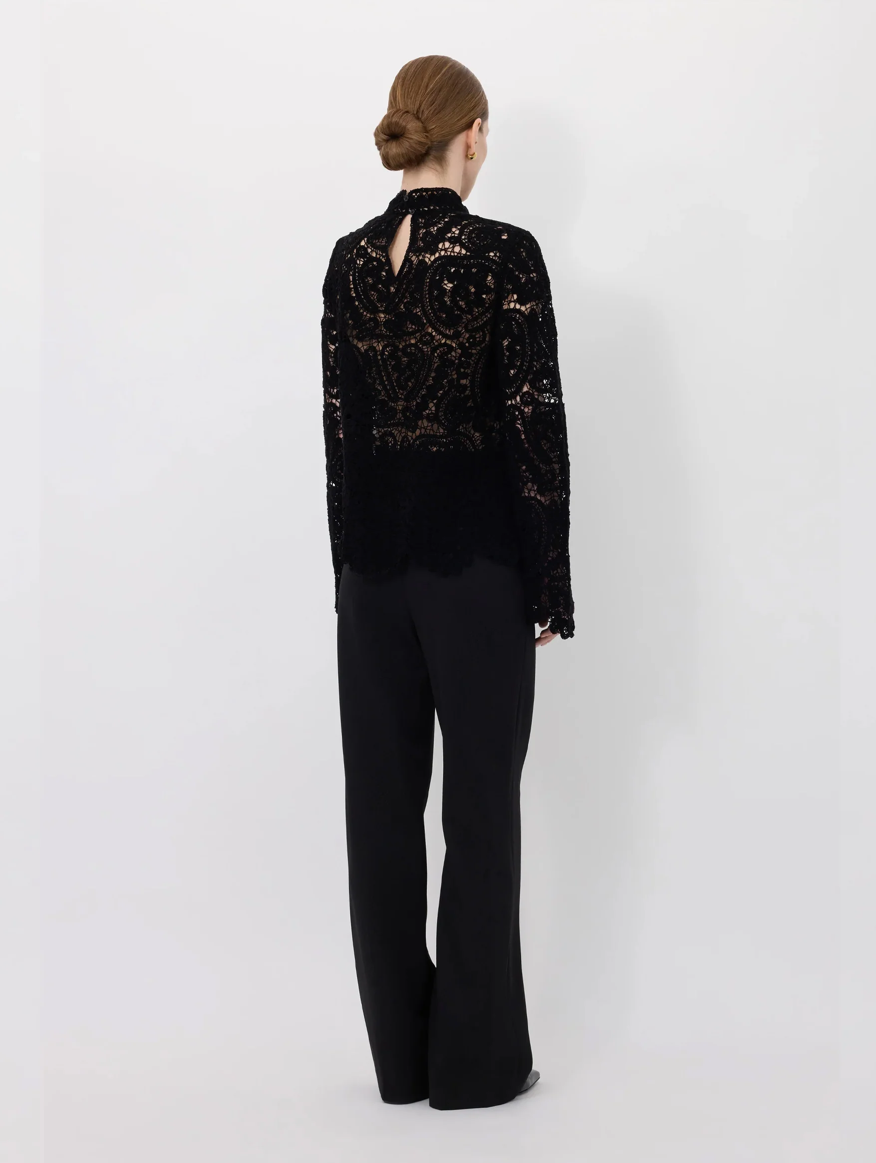 Wade Velvet Silk Knit Top in Black - Image 5